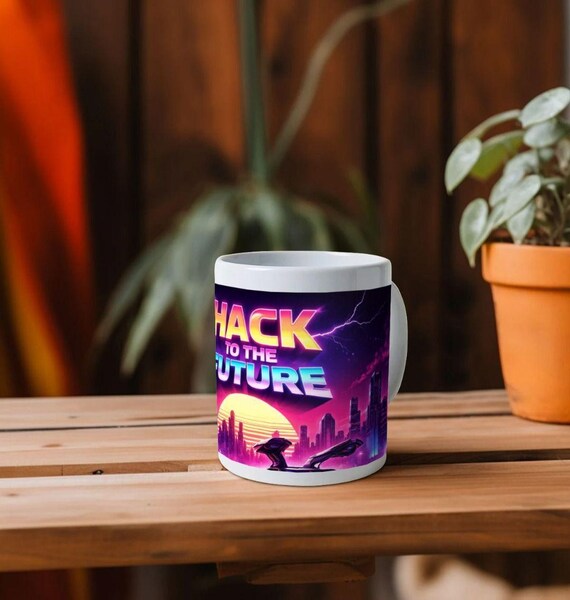 Hack To The Future Mug – Tech & Sci-fi Coffee Cup