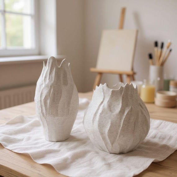 Stone-Like Duo Vase Set | Elegant Modern Home Decor