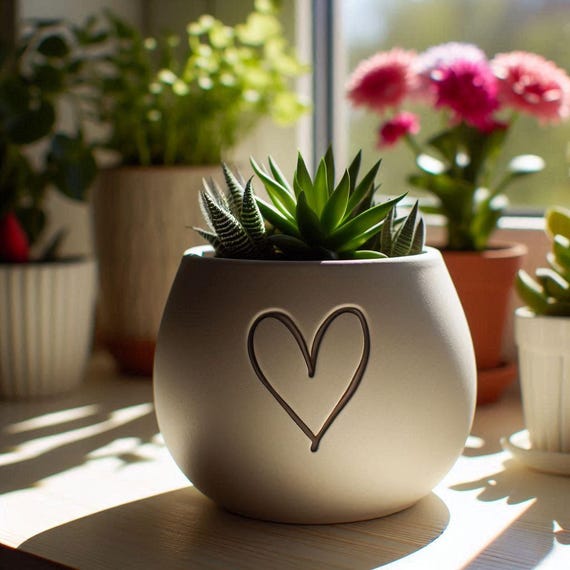Heart Plantpot | Romantic Indoor Planter | Succulent & Flower Pot | Desk and Shelf Decor