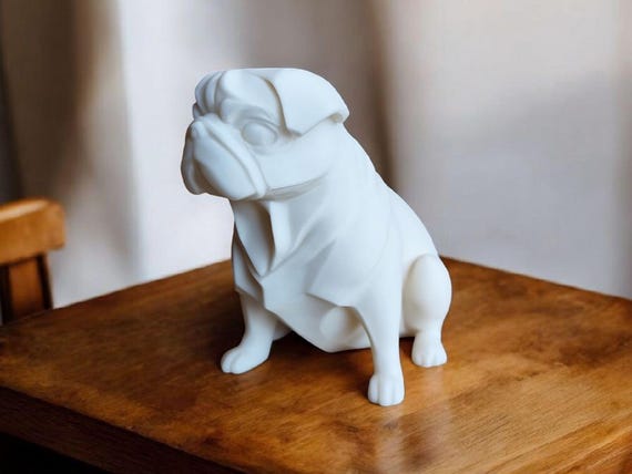 Minimalist Resin Pug Sculpture | Modern Dog Decor