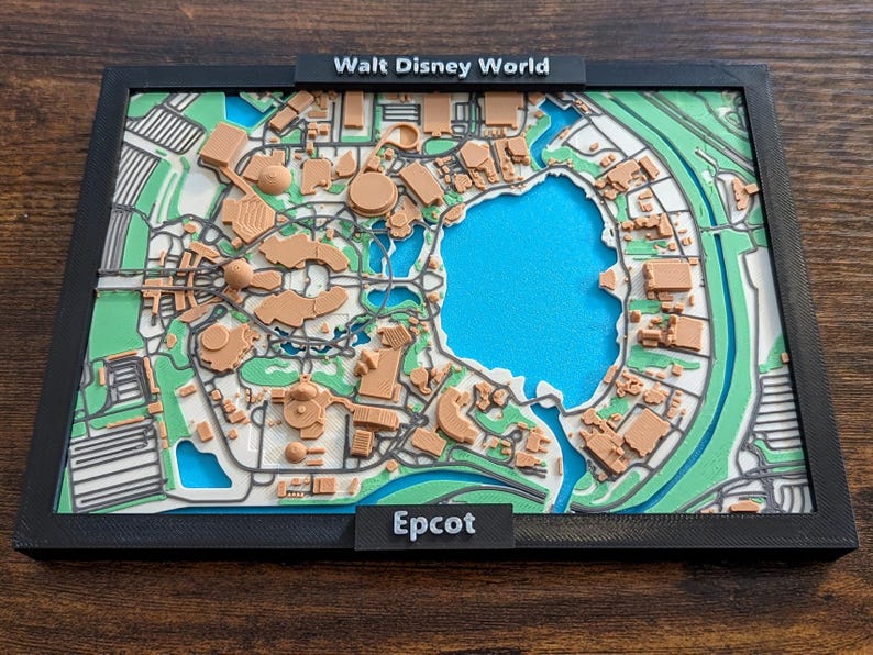 Epcot Cartoon Map 3D Epcot Mini Map – Custom Theme Park Art - Etsy