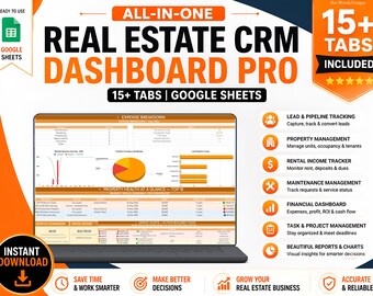 Real Estate CRM All-in-One Google Sheets | Realtor Lead Tracker | Estate Agent | Buyer Seller Sheet