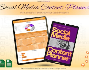 Social Media Content Calendar Spreadsheet | Instagram, TikTok Planner (Digital Download)