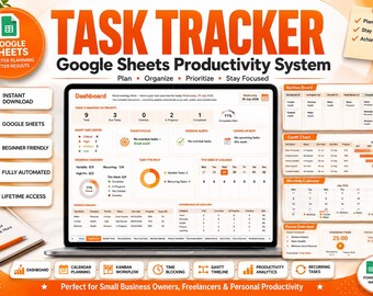 Task Tracker Spreadsheet | Daily & Weekly Project Task Planner | To Do List | Productivity Google Sheets