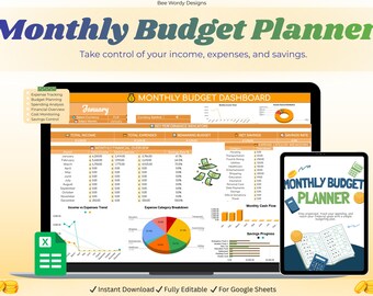 Monthly Budget Spreadsheet | Google Sheets Expense Tracker (Digital Download)