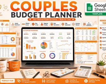 Couples Budget Planner Spreadsheet, Shared Monthly Budget Tracker, Finance Google Sheets