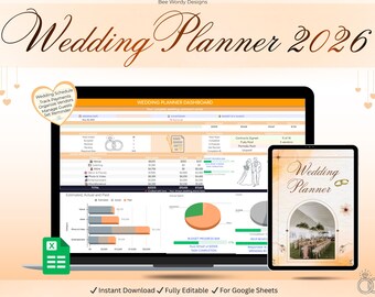 Wedding Planner Spreadsheet | Wedding Budget and Planning Tracker | Google Sheets & Excel Tracking Template