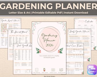 Garden Planner, Gardening Journal, Printable PDF, Checklist, Gardening Organizer, Plant Care Planner & Records, Gardening Binder, Logbook