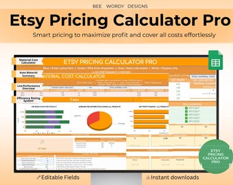 Pricing Calculator Spreadsheet | Product & Profit | Etsy Calculator for Small Business, Handmade Sellers
