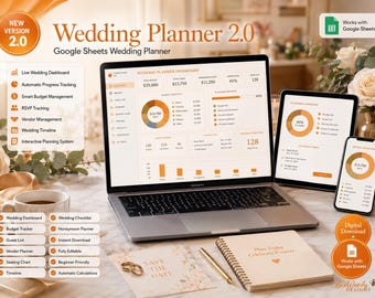 Wedding Planner Spreadsheet | Wedding Budget Tracker Google Sheets  | Organizer Template