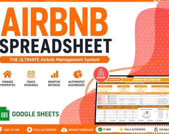 Airbnb Spreadsheet Google Sheets | Airbnb Host Template | Income Expense Tracker | Vacation Rental Management