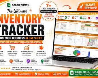 Inventory Tracker Spreadsheet Google Sheets | Small Business Inventory | Product Stock and Restock Management