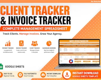 Client & Invoice Tracker Spreadsheet | CRM Template | Freelancer Management | Payment Tracker Excel