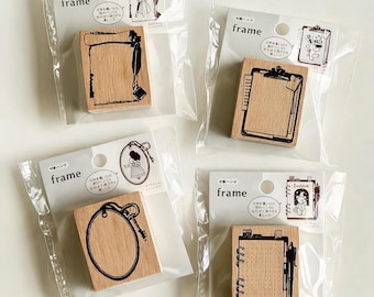 Vintage Frame Rubber Stamp Set for Journaling & Planner - 4 Designs: Clipboard, Quill, Spiral Notebook, Key