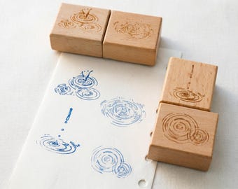 Conjunto de Carimbos de Madeira com Efeito Ondulado na Água - Carimbos Decorativos Artesanais para Diários, Scrapbooking e Artesanato