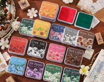 16 Colors Floral Ink Pad Set – Acid-Free, Waterproof, Stackable for Scrapbooking Journaling