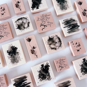Watercolor Background Stamp Set, Wooden Resin Stamps for Journaling, Ink Splatter & Gradient Design, DIY Scrapbooking Craft Supplies