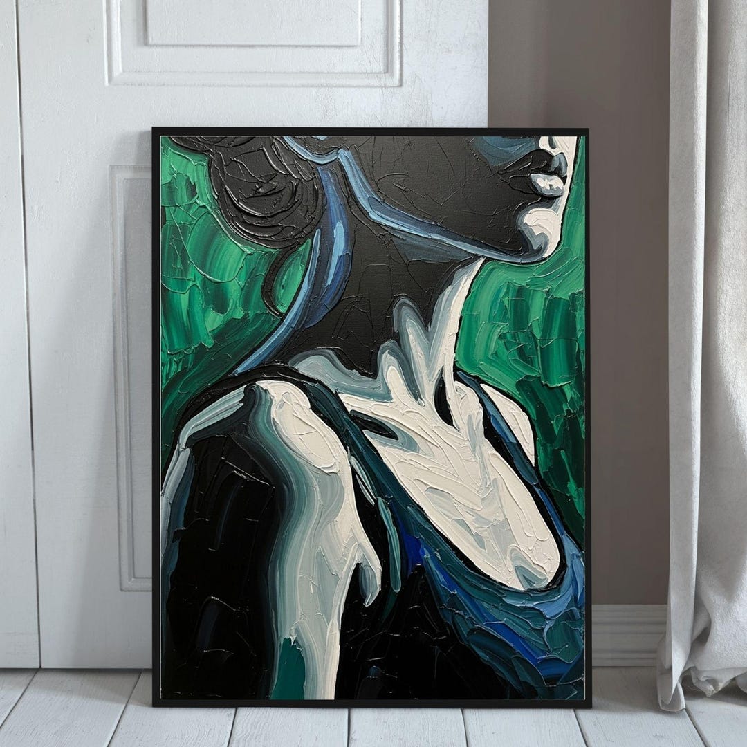 Abstract Woman Portrait Oil Painting Textured Woman Portrait Art Print ...