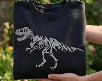 T Rex Skeleton Embroidery Design, Prehistoric Dinosaur Bones Machine Embroidery File, Jurassic Fossil Art PES DST JEF Instant Download