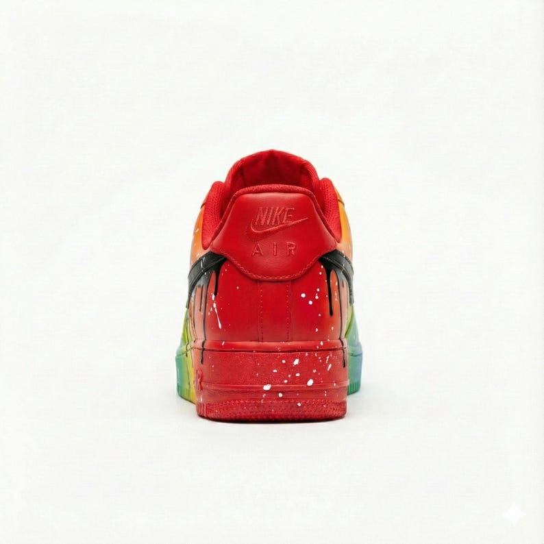 Tênis Nike Air Force 1 personalizados | Pintura com efeito arco-íris | Tênis AF1 coloridos imagem 4