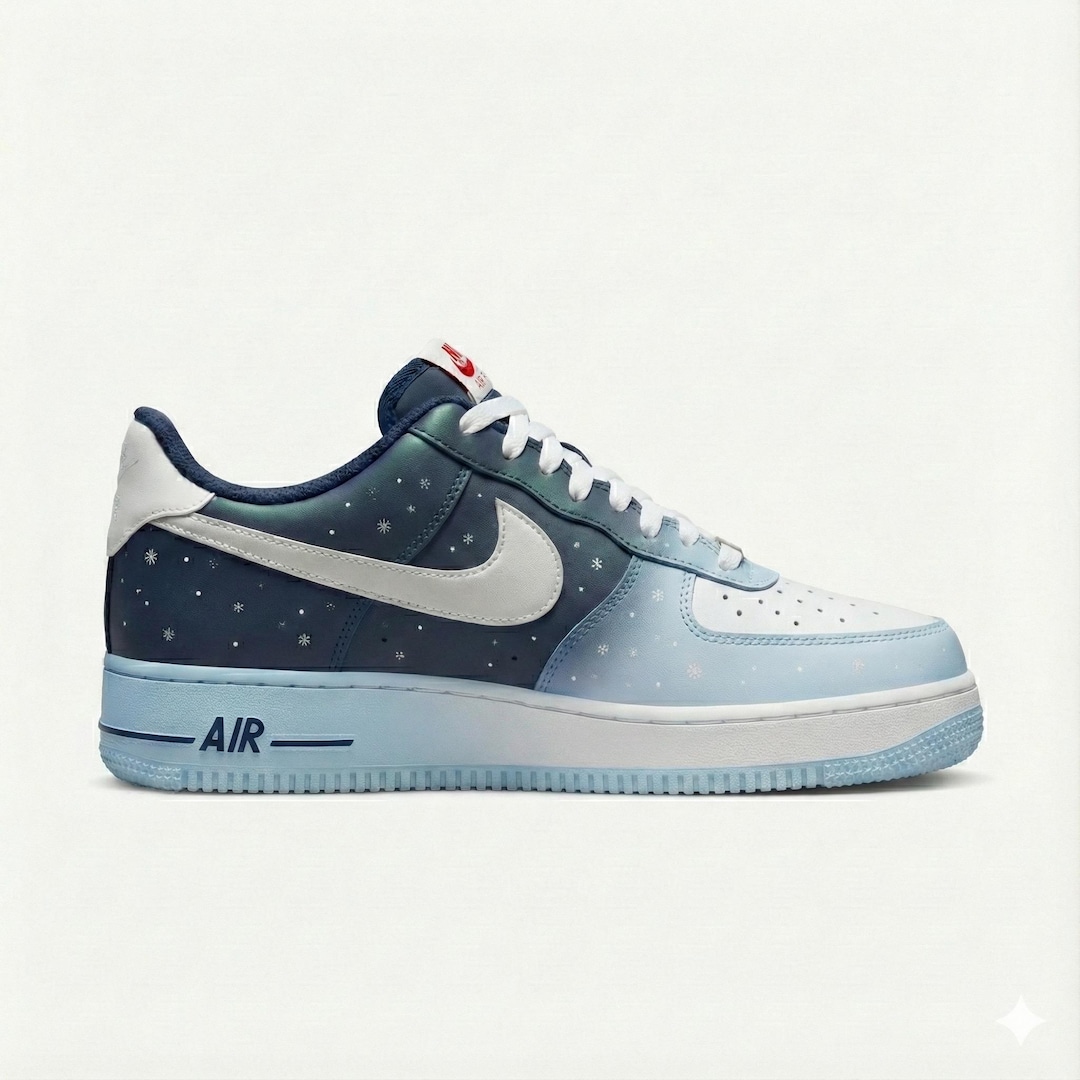 Custom Hand-painted Nike Air Force 1 Shoes | Winter Snowflake Navy Blue ...