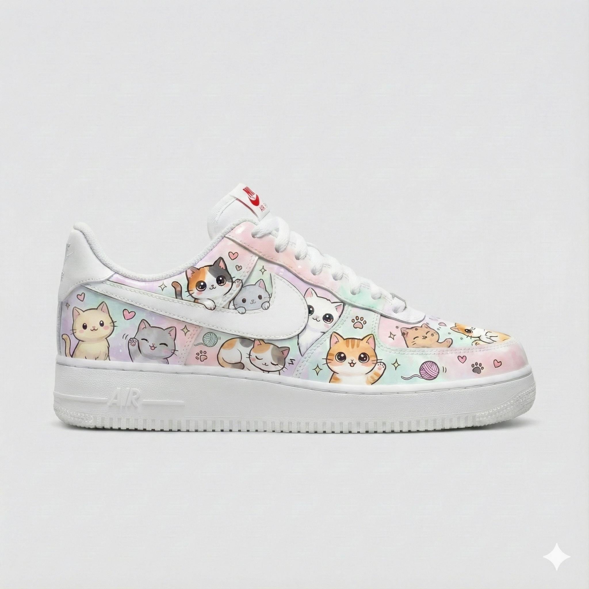 Custom Painted Shoes Sneakers SWEET KAWAII CAT 12.5W/10.5M‎ Hand-painted Kawaii Kitty AF1 Sneakers, Custom Pink Shoes - Etsy main image 2