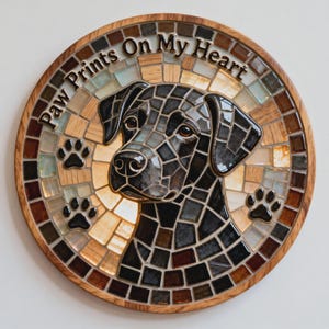 Portrait de chien personnalisé en mosaïque : tableau en céramique encadré ou aimant pour réfrigérateur (hommage à un animal de compagnie)