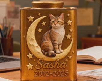 Custom Cat Ashes Urn, Personalized Pet Memorial Keepsake