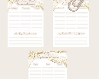 2025 Year In Review + 2026 Resolutions Printable Bundle (Digital Download)