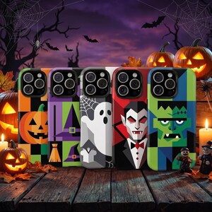 Minimalist Vintage Halloween Tough Phone Case: Pumpkin, Ghost, Vampire, Monster Designs