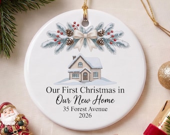 Adorno navideño para el nuevo hogar 2026, personalizado para la primera Navidad en nuestro nuevo hogar, adorno navideño para el primer hogar, recuerdo de regalo de inauguración de casa.