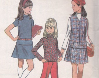 60's Sewing Pattern McCalls 9549 Girl Preppy Separates Blouse Vest Pants Skirt Size 8 Breast 27 Complete