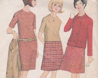 60s Mod Separates Uniform Skirt Blouse Jacket Dress School Preppy Girl Junior Teen Size 8-10 Bust 28-29 Sewing Pattern McCalls 8430 Complete