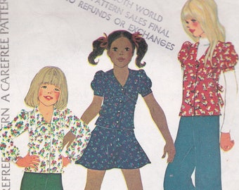 70's Sewing Pattern McCall's 3889 Cute Girls top skirt pants Size 8 Breast 27 Complete