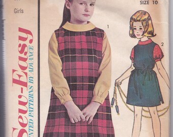 60's Sewing Pattern Advance 3264 Girl Child Jumper Sheath Dress Blouse Size 10 Breast 28 Complete