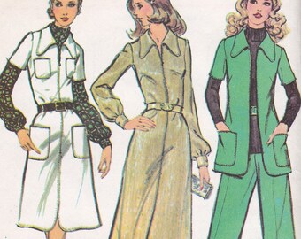 70's Sewing Pattern McCall's 3457 Misses Maxi Dress Jacket Pants Size 14 Bust 36 Uncut Complete FF