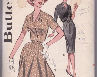 60s Surplice Wrap Effect Versatile Dress Flared Wiggle Miss Women Size 18 Bust 38 Sewing Pattern Butterick 9626 Complete