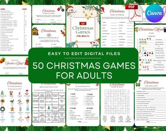 50 juegos navideños para adultos: 73 páginas imprimibles para fiestas navideñas, para adultos, niños, familias, aulas y actividades de oficina.