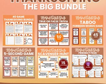 Ultimate Thanksgiving Party Games Printable Big Bundle | Fall Trivia, Bingo, Feud & Activity Pack | Friendsgiving, Classroom, Office Fun