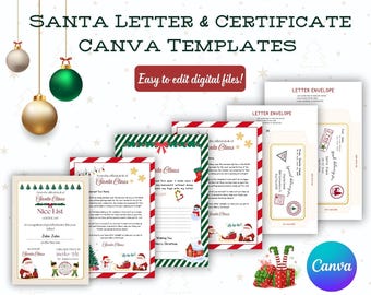 Santa Letter & Nice List Certificate Editable Canva Templates | Printable Christmas Letter from Santa | Printable Holiday Keepsake