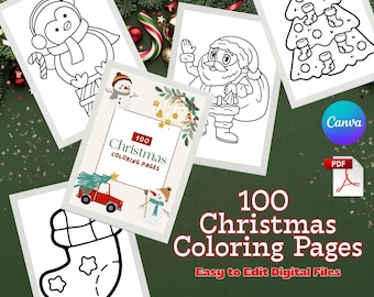 100 Christmas Coloring Pages – Festive Printable Holiday Coloring Book (Digital Download)