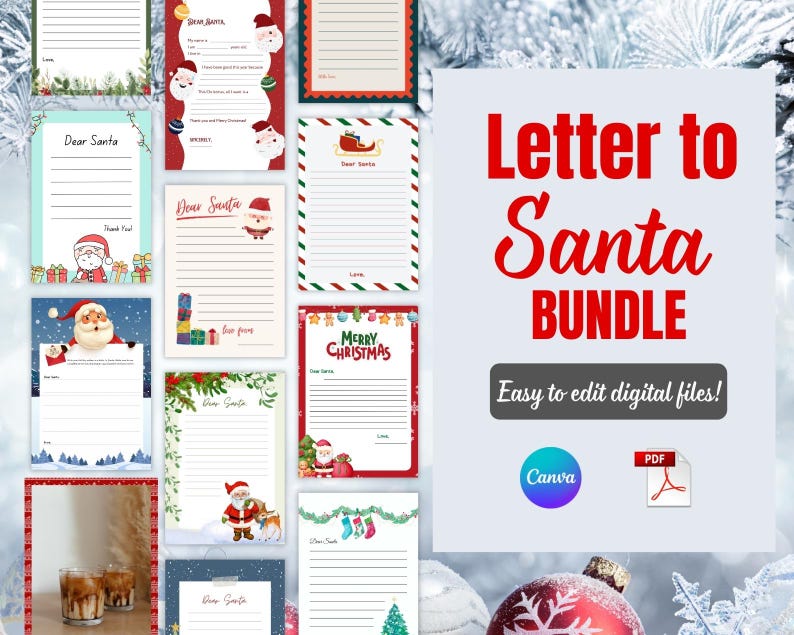 Letter to Santa Canva Templates | 70 Editable Christmas Letter Designs ...
