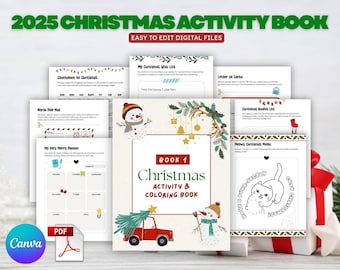 Christmas Activity & Coloring Book for Kids | Printable Holiday Activity Pages | Fun Worksheets