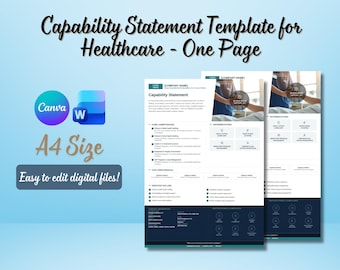 Government Healthcare Capability Statement Template | Editable Canva & Word | Clinical Staffing Health IT | One Page Contractor Profile