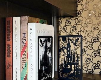 Gothic Dragon Bat Bookends Set Black Metal Fantasy Shelf Decor Dark Academia Home Library Gift Halloween Christmas USA UK EU