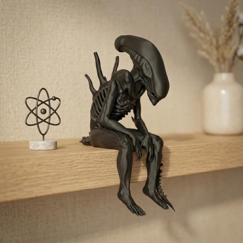 Bio Mechanical Alien Shelf Sitter, 3D Printed Sci Fi Figurine, Horror ...