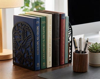 Metall Kolibri Buchstützen Silhouette, dekorative Buchhalter, minimalistische Regal Organizer, Home Office Dekor, Housewarming Geschenk