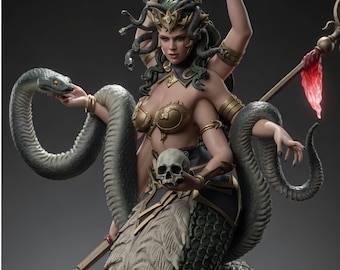 Marilith Dominion STL-fil – Fantasy Serpent Demon Staty – Direktnedladdning