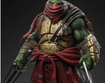 Iron Fang Crimson Terrapin Enforcer | Mutant Warrior Brawler-staty | STL 3D-utskriftsfiler | Resin FDM-modell