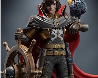 Captain Harlock Sovereign STL File – Anime Space Pirate Statue – Instant Download